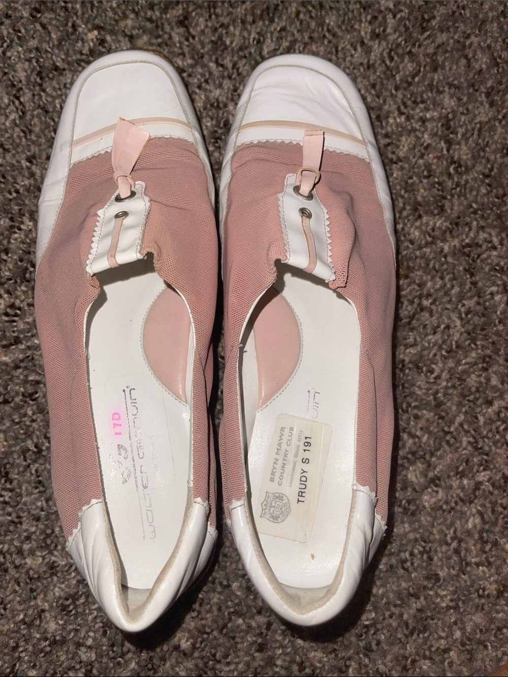 Walter Genuin Pink Canvas Slip-On Loafers with White Trim
